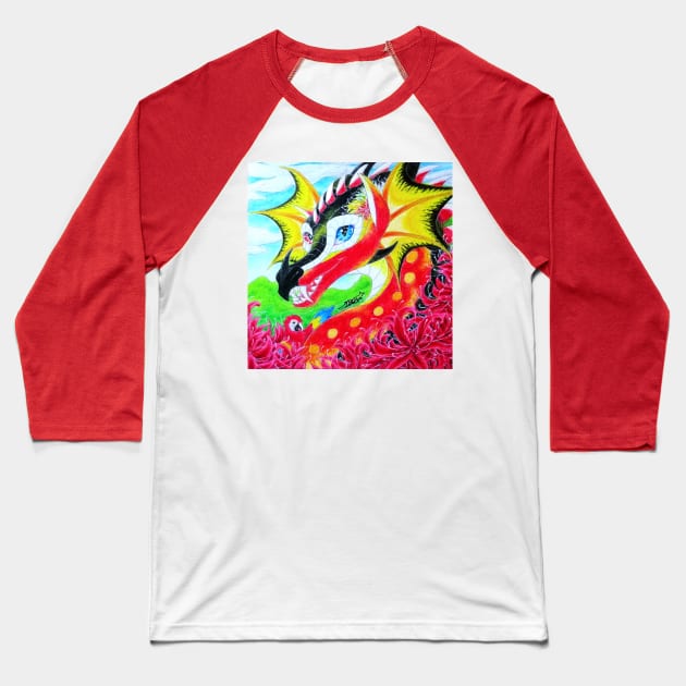 Lycoris, Ara and Red Spider Lilies Baseball T-Shirt by Lycoris ArtSpark